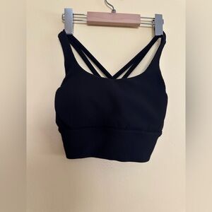 Lululemon Black Energy Bra Long Lines Texture Ribbed Luxtreme Sz 4